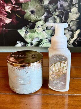 NEW 2-PC BOOK LOFT 3-Wick Candle & Foaming Hand Soap Bath & Body Works